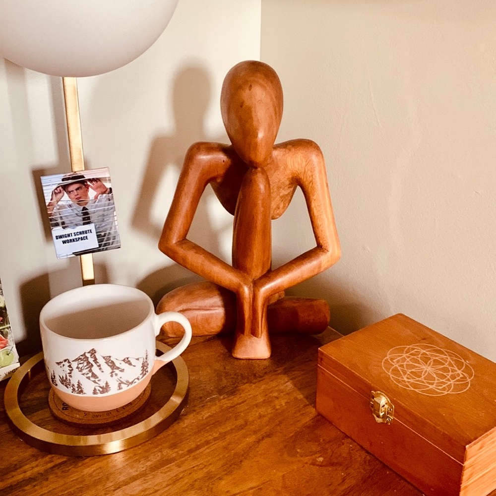 G6 Collection “Praying Man” Wooden Statue, Peace, Wisdom & Meditation Brand New